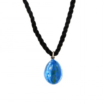 Μενταγιόν αυγό με μπλέ σμάλτο, ασήμι 925 