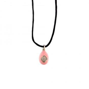 Μενταγιόν αυγό με ροζ σμάλτο, ασήμι 925 