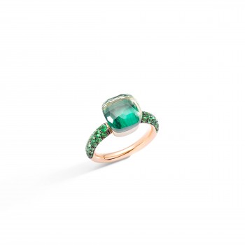 Δαχτυλίδι Pomellato Nudo Petit  με Prasiolite,Malachite,Tsavorite, ροζ και λευκό χρυσό Κ18 Δαχτυλίδι Pomellato Nudo Petit  με Prasiolite,Malachite,Tsavorite, ροζ και λευκό χρυσό Κ18