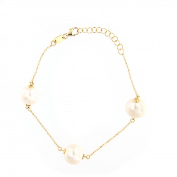 Βραχιόλι με διάσπαρτα μαργαριτάρια, κίτρινος χρυσός Κ18