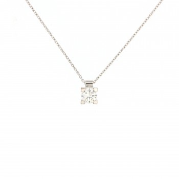 Κολιέ μονόπετρο με brillant, λευκός χρυσός Κ18
