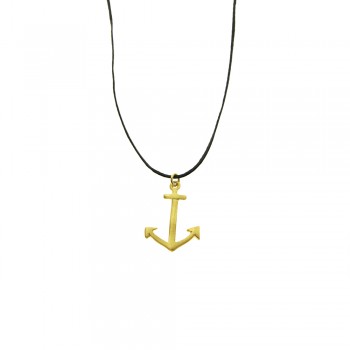 ΚΟΛΙΕ 925 ΕΠΙΧΡΥΣΗ ΑΓΚΥΡΑ ΜΕ ΚΟΡΔΟΝΙ ΜΑΥΡΟ