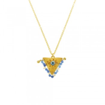 ΚΟΛΙΕ 925 ΜΑΤΙ ΜΙΚΡΟ ΤΡΙΓΩΝΙΚΟ ΜΕ ΗΜΙΠΟΛΥΤΙΜΕΣ ΠΕΤΡΕΣ ΜΠΛΕ & ΜΑΡΓ.