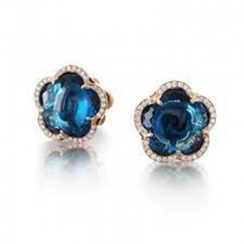 Σκουλαρίκια PASQUALE BRUNI με london topaz και διαμάντια, FIORE BON TON, χρυσός Κ18