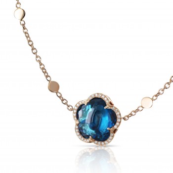Κολιέ Pasquale Bruni, συλλογή Bon Ton, με london blue topaz και διαμάντια, ροζ χρυσός Κ18