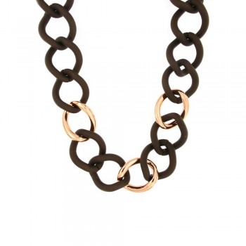 MARCELLO PANE ΑΣΗΜΕΝΙΟ ΚΟΛΙΕ 925 ΜΕ ΛΕΠΤΟΜΕΡΕΙΑ ΣΕ PVD ΚΑΦΕ