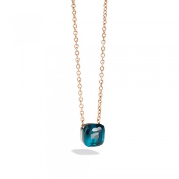 Κολιέ Pomellato Nudo με London Blue Topaz, ροζ και λευκό χρυσό Κ18