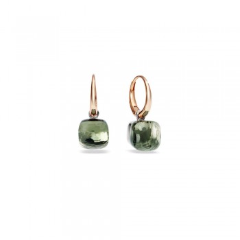 Σκουλαρίκια Pomellato Nudo  με πράσινο αμέθυστο, ροζ και λευκό χρυσό Κ18