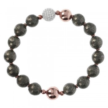 Bronzallure VARIEGATA SHINY BEAD BRACELET WITH PYRITE