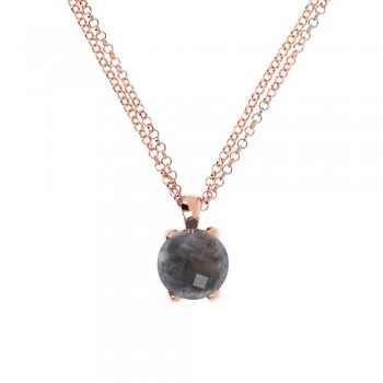 Bronzallure FELICIA MULTISTRAND NECKLECE WITH GREY QUARTZ