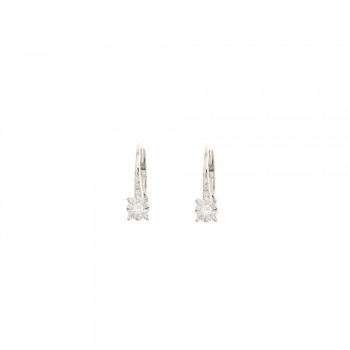 Σκουλαρίκια διαμαντένια σε κρίκο , λευκόχρυσος Κ18