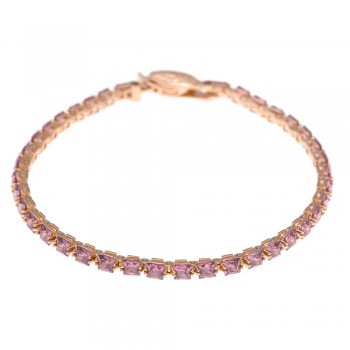 Βραχιόλι SALVATORE PLATA με ροζ κρύσταλλα, ασήμι 925 
