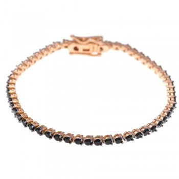 Βραχιόλι SALVATORE PLATA με μαύρα κρύσταλλα, ασήμι 925 