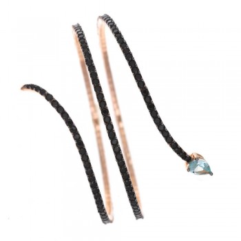 Βραχιόλι SALVATORE PLATA με μαύρα και πράσινα  κρύσταλλα, ασήμι 925 