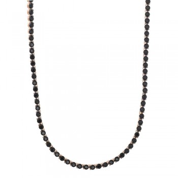Κολιέ SALVATORE PLATA με μαύρα κρύσταλλα ,ασημένιο 925 