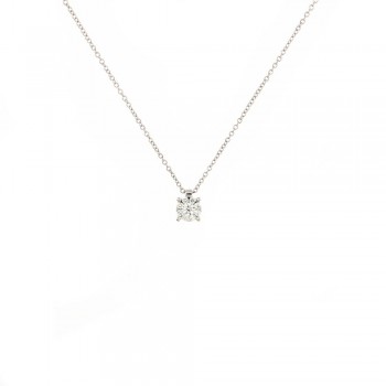 Κολιέ invisible ροζέτα με διαμάντια ,λευκόχρυσος Κ18