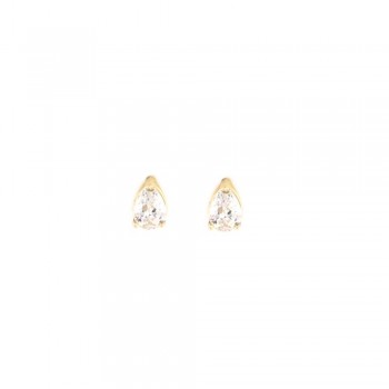 Σκουλαρίκια μονόπετρα σταγόνα , κίτρινος χρυσός Κ14