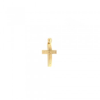 Σταυρός ματ ,κίτρινος χρυσός Κ14