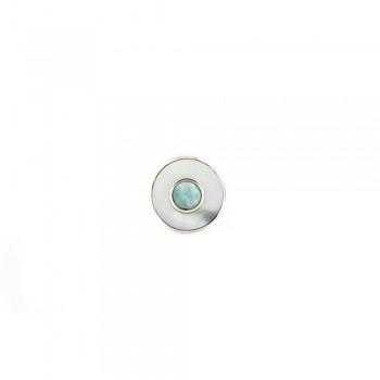 Δαχτυλίδι TASO με πέτρα Larimar και mother of pearl, ασήμι 925