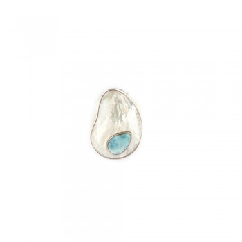 Δαχτυλίδι TASO με πέτρα Larimar και mother of pearl, ασήμι 925