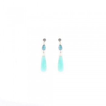 Σκουλαρίκια TASO με πέτρες Larimar, blue chalcedony και blue topaz  ,ασήμι 925