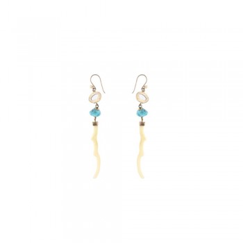 Σκουλαρίκια TASO με πέτρες Larimar και λευκό κοράλι  ,ασήμι 925