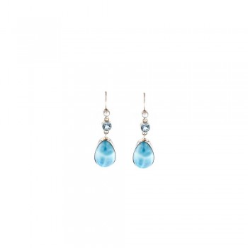 Σκουλαρίκια TASO με πέτρες Larimar και blue topaz ,ασήμι 925