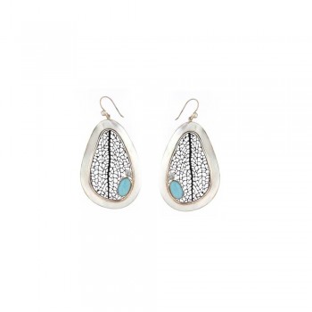 Σκουλαρίκια TASO με πέτρες Larimar και blue topaz ,ασήμι 925