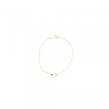 Βραχιόλι παιδικό μπαλαρίνα σε σμάλτο , κίτρινος χρυσός Κ14