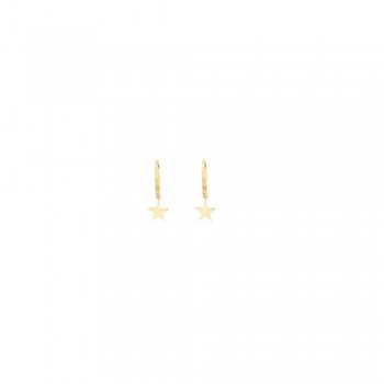 Σκουλαρίκια mini κρίκος με charm σε αστέρι ,κίτρινος χρυσός Κ14