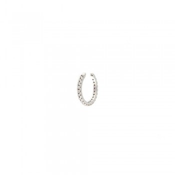 Σκουλαρίκι μονό cufflinks mμε λευκά ζιργκόν ,λευκόχρυσος  Κ14