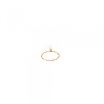 Δαχτυλίδι βέρα με  διαμάντι και μαργαριτάρι, ροζ χρυσός Κ18