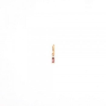 Σκουλαρίκι μονός κρίκος με charm σε emerald cut τουρμαλίνι και διαμάντι ,ροζ χρυσός Κ18