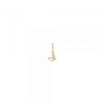 Σκουλαρίκι διαμαντένιο ,μονός κρίκος με charm πεταλούδα ,ροζ χρυσός Κ18
