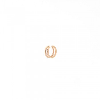 Σκουλαρίκι Cufflink με δυο σειρές διαμάντια σε παβέ ,ροζ χρυσός Κ18