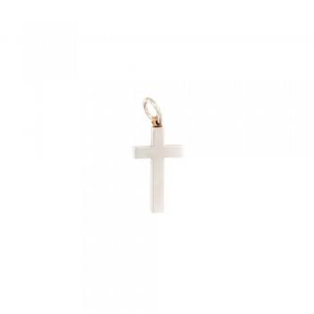 Σταυρός κυβικός ,γυαλιστερή επιφάνεια , λευκός ροζ χρυσος Κ18