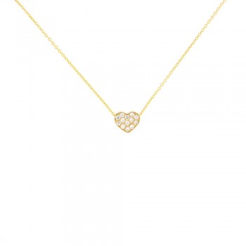 Κολιέ καρδιά  με διαμάντια σε παβέ ,κίτρινος χρυσός Κ18