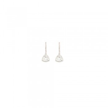 Σκουλαρίκια ροζέτα trillian cut με λευκό τοπάζι και διαμάντια, λευκός χρυσός Κ18