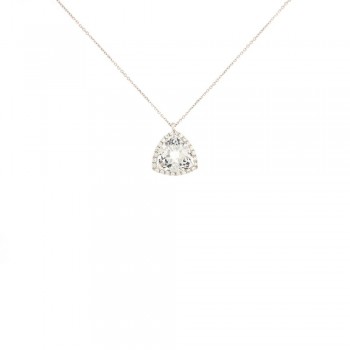 Κολιέ ροζέτα trillian cut με λευκό τοπάζι και διαμάντια ,λευκός χρυσός Κ18
