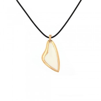 Κολιέ GAVELLO με μικρή καρδιά Veronica σε λευκή essenza και κορδόνι ,ασήμι 925 επιχρυσομένο ροζ