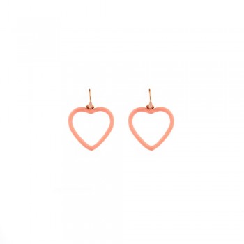 Σκουλαρίκια GAVELLO Heart με ροζ σμάλτο ,ασήμι 925 επιχρυσωμένο ροζ