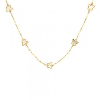 Κολιέ με πέντε πεταλούδες σε φίλντισι, κίτρινος χρυσός Κ14