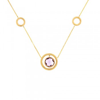 Κολιέ με στοιχεία σε κύκλους σε τεχνοτροπία και ζιργκόν έγχρωμα, κίτρινος χρυσός Κ14