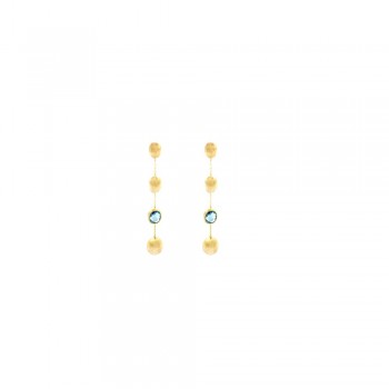 Σκουλαρίκια με ακανόνιστες ματ μπίλιες σε τεχνοτροπία και έγχρωμα ζιργκόν, κίτρινος χρυσός Κ14