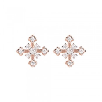 Σκουλαρίκια Bronzallure σταυρός με ζιργκόν, κίτρινα επιχρυσωμένα