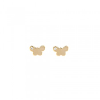 Σκουλαρίκια πεταλούδα με ένα ζιργκόν κίτρινος  χρυσός Κ14                                                                                             