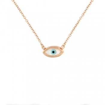 Κολιέ με φιλντισένιο αμυγδαλωτό μάτι, ροζ χρυσός Κ14