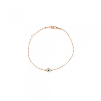 Βραχιόλι με φιλντισένιο στρογγυλό  μάτι ,ροζ χρυσός Κ14