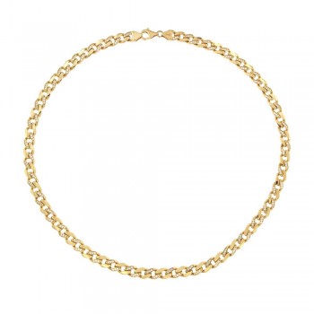 Κολιέ σε γκουρμέτ τύπο λευκά ζιργκόν, κίτρινος χρυσός Κ14