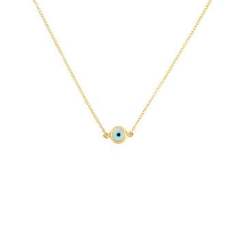 Κολιέ με φιλντισένιο στρογγυλό  μάτι ,κίτρινος χρυσός Κ14